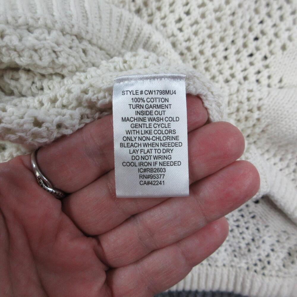 Sanctuary Cardigan Womens M Off-White Knit Floral Full Zip Balloon Sleeve NWT - Picture 9 of 13